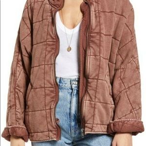 Free People Quilted Dolman Jacket XL Cherry Cola